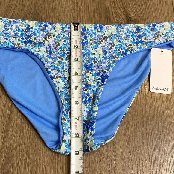 Splendid Reversible Blue Floral Print Bikini Bottoms Size Medium - Picture 7 of 8
